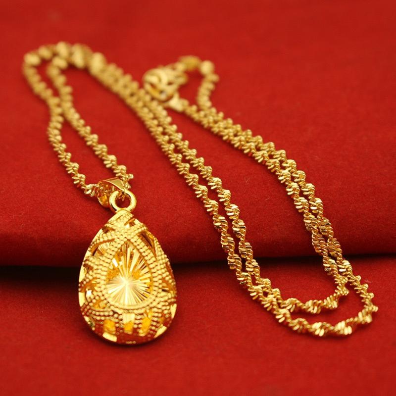 Product Introduction of Necklace Women's brass gold-plated pendant Necklace Water ripple collarbone chain Long-term non-fading jewelry for girlfriend 1