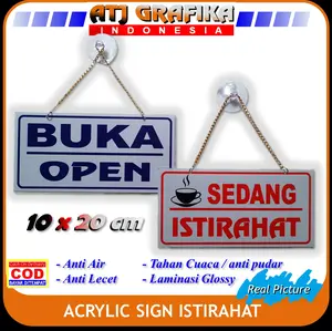 Acrylic tanda istirahat toko kantor sticker pintu kaca