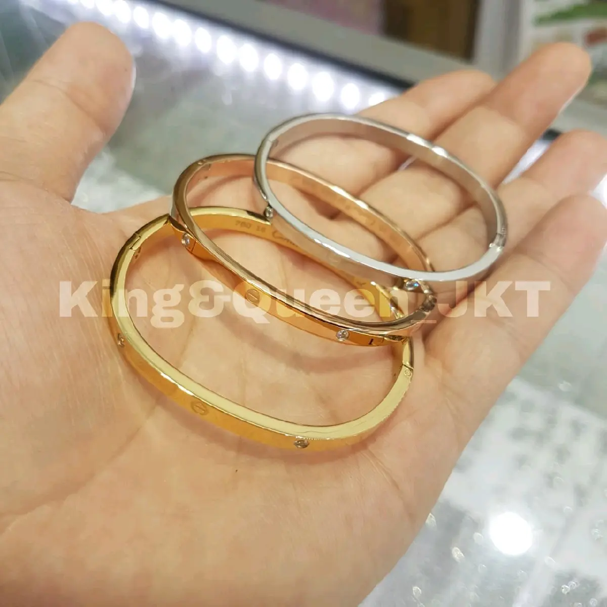 Gelang tangan bangle titanium dm 5 ukuran kecil permata
