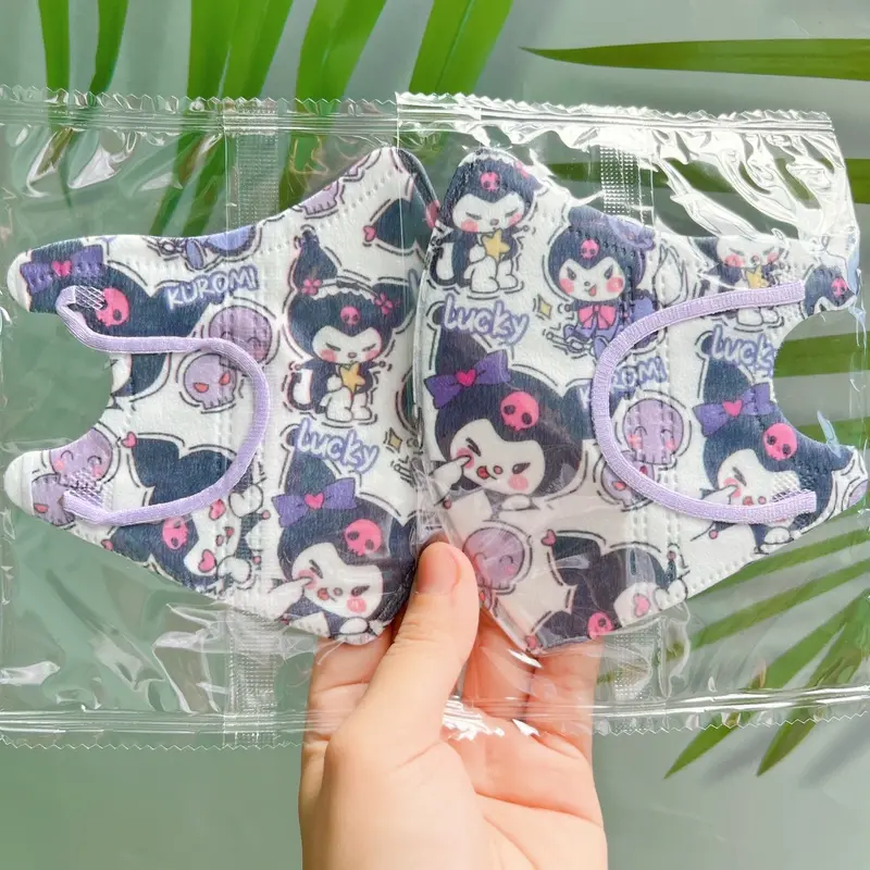 (Kuromi) 2 Size Bé Từ 0-25kg [Túi 10Cái Và Combo 50 Cái] Khẩu Trang 3D Hoạ Tiết Kuromi In Hình Dễ Thương 2 Size Cho Bé (Từ 0-25Kg) Vải Lụa Mềm Mịn 6