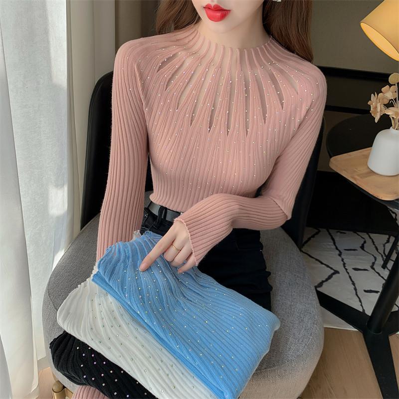 Product Introduction of Áo Lớp Nền Cho Nữ, Hàng Mới Về, Dáng Ôm, Ren Và Kim Cương Giả, Áo Áo Chui Đầu Dễ Phối Đồ Áo Len, Có Thể Mặc Bên Trong Áo Len, Thích Hợp Cho Mùa Thu Top Trắng 10