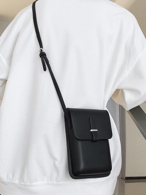 Men's Casual Plain Pu Leather Crossbody Bag,  Simple Style Buckle Shoulder Bag for Travel, Daily Use 2