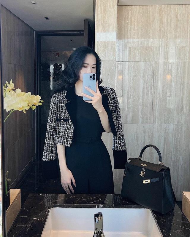 Áo khoác dạ tweed nữ cổ vest viền nhung dáng ngắn croptop