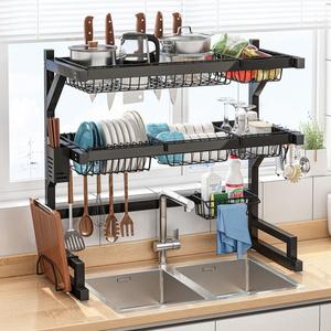 Stainless steel kitchen organizer rack shelf multi-function drain rack bowl and chopstick rack