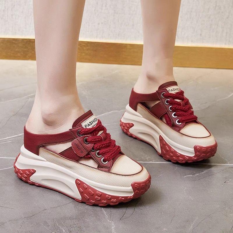 Dép Bít Mũi Dành Cho Nữ, 7CM Đế Dày, Dép Lười Nửa, Dad Shoes, Đế Tăng Chiều Cao, Hở Lưng, Giày Thể Thao Lười, Bán Chạy DéP 1