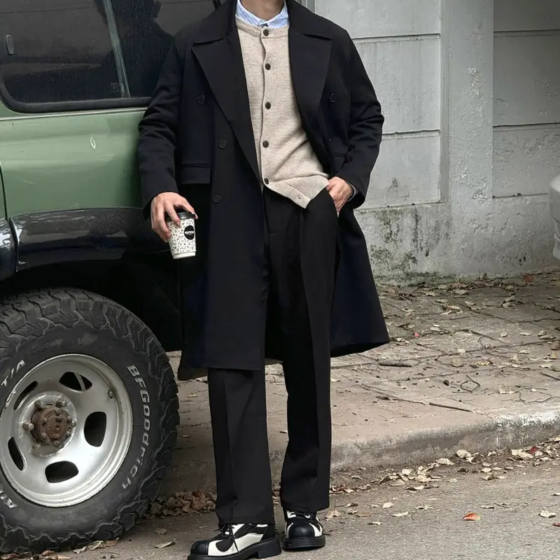 Áo Măng Tô Dạ MANDO Menswear Dáng Dài 6 Cúc Kiểu Vest Chất Liệu Dạ Ép Cao Cấp COA002 1