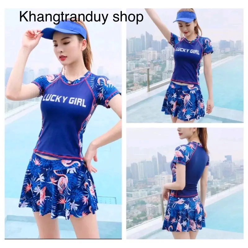 Bộ bơi nữ váy tay ngắn 35_85kg nhiều mẫu(ntin chọn mẫu)