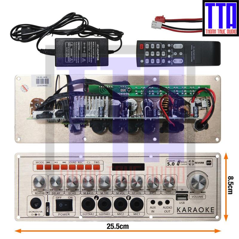 Bộ mạch loa kéo reverb mini - mạch loa xách tay V8-HL 1 kênh