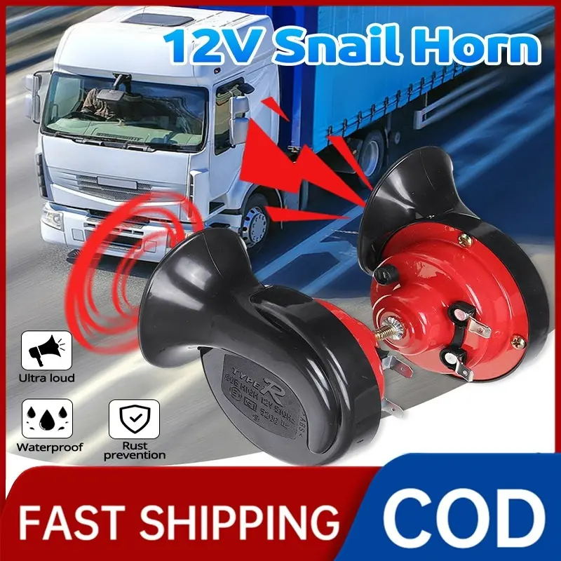 2pcs / 1pcs Universal Car Motorcyle 12V Super Loud Horn Vehicle Boat Snail Air Horn Waterproof Car Accessories