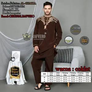 Koko Setelan Pria Motif Bordir - Kurta Pakistan Pria Dewasa Terbaru Free Peci + Tasbih Baju Muslim Katun Nyaman Panjang Merah Putih