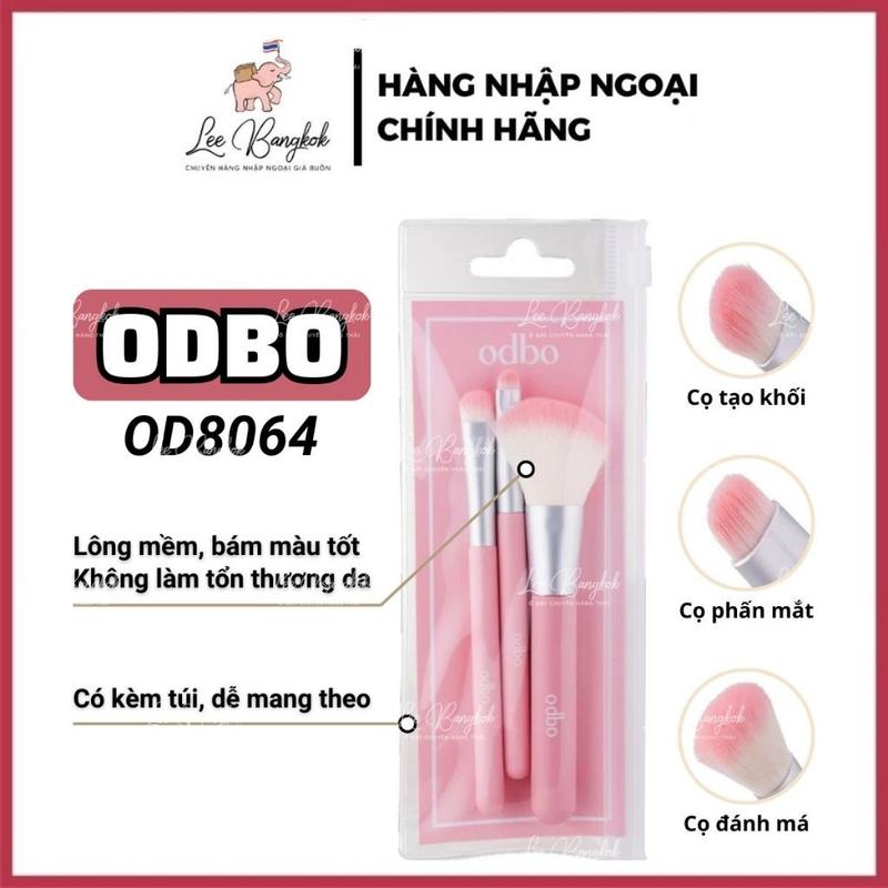 Set Túi 3 Cọ Trang Điểm Odbo Travel Kit Brush Set OD8064 Lông Mềm Gồm Cọ Má Cọ Phấn Mắt Và Cọ Tạo Khối Cầm Tay Du Lịch c ọ _ makeup