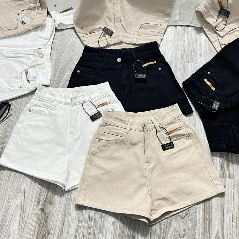HHCHOU (S-XL ) Quần Short Jeans Nữ  Chất Vải QC mềm 3 Màu Trắng Đen Kem  Women Pants