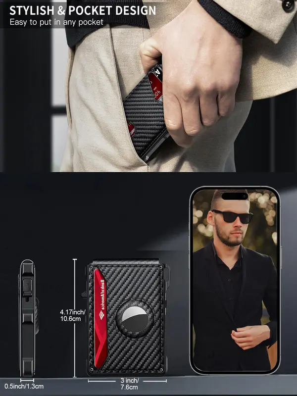 Men's Business Wallet with Card Slots, Casual Pu Leather Pop Up Money Clip Wallet Card Holder, Rfid Blocking for Daily Use (not Contain Airtag), Couples Gifts, Accessories for Men 1