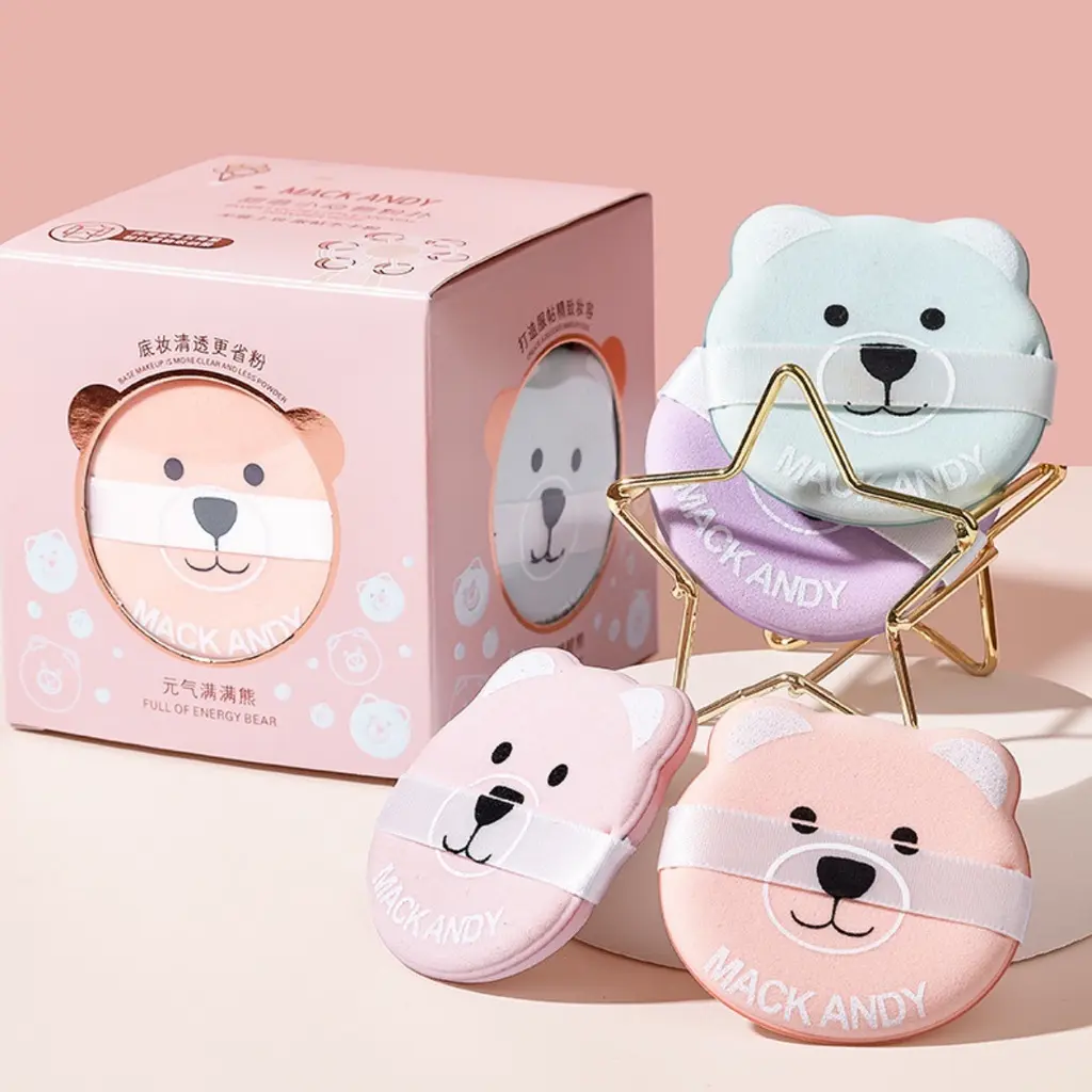 Set 4 Mút Trang Điểm MACK ANDY Cute Bear MK509 Kèm Giá Đỡ