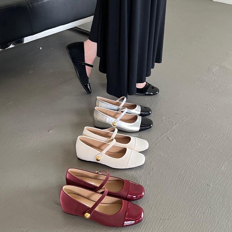 Giày búp bê độn đế 3cm mũi bóng quai ngang dapai show mẫu mới mùa hè 2024 DP H863-2