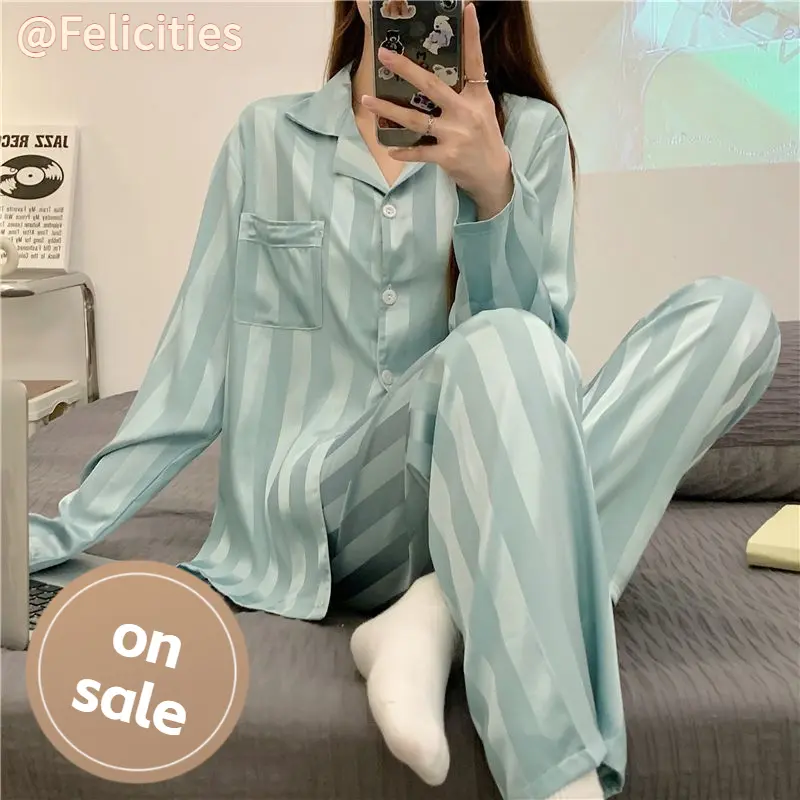 Quality satin pajamas women long sleeve quality pyjamas women long sleeve button sleepwear woman
