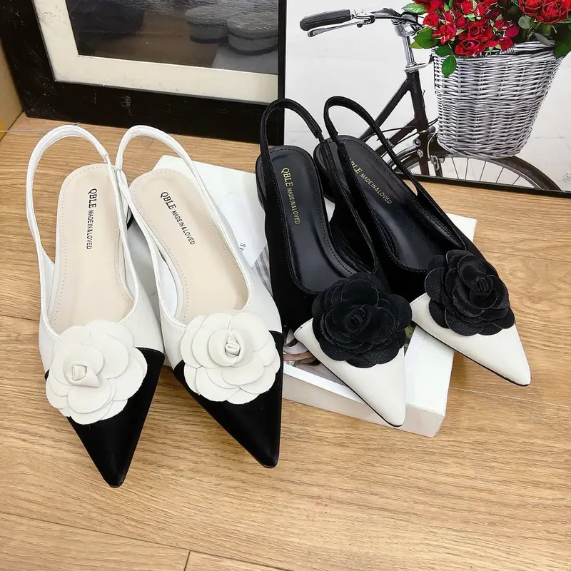Giày bệt hoa trà cao 3 phân form chuẩn - AN Shoes - DéP, Nữ Jean 0