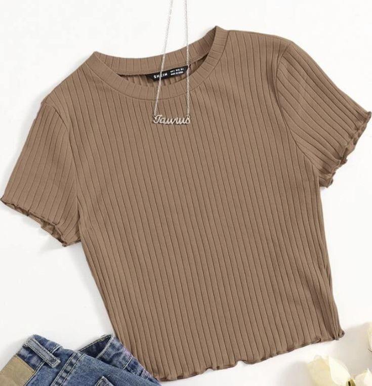 Product Introduction of Atasan Crop Top // Lengan Pendek // material rib knit // Melar Wanita Polos Baju Kaos 7