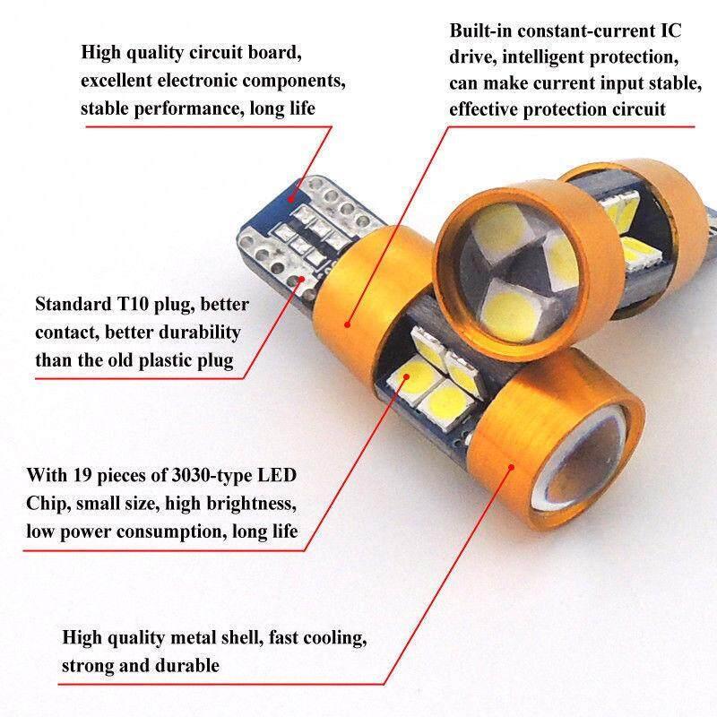 Product Introduction of New 1pair Amber Car Position Parking Lights T10 168 194 2825 W5W 19SMD LED Bulbs 2