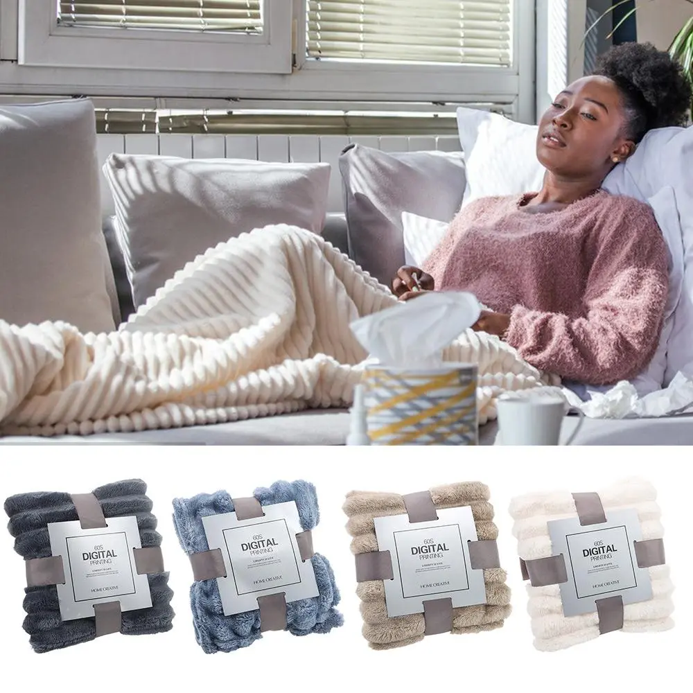 New Double Sided Warm Blanket Warm Skin-Friendly Throw Blanket Solid Color Ultra Soft Conditioning Quilt