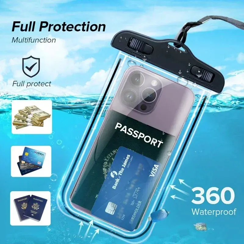 Waterproof Phone Case Swimming Waterproof Bag Universal Underwater Protective Bag Case Suitable for iPhone Samsung Phones Below 6.7inch