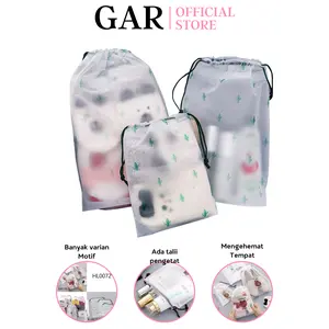 Termurah GAR HL0072 Pouch Transparan Motif Karakter Tas Serut Travel Storage Bag Make Up Organizer Anti Air