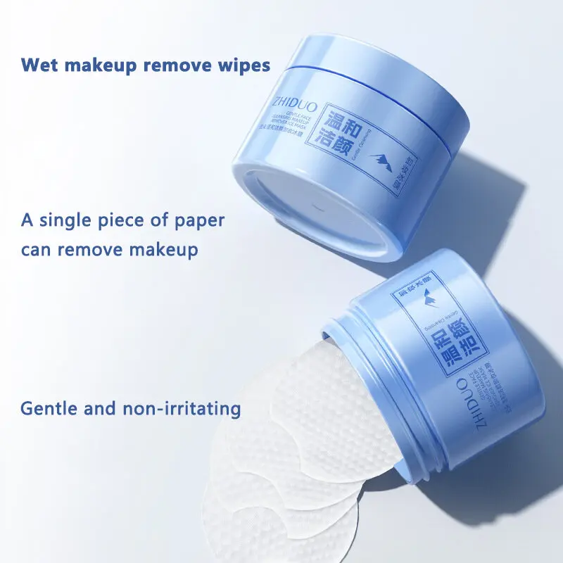 Khăn lau tẩy trang ướt, 55 chiếc, Khăn lau tẩy trang dạng Lỏng miếng bông, Dụng cụ làm sạch, dưỡng ẩm, làm sạch 2