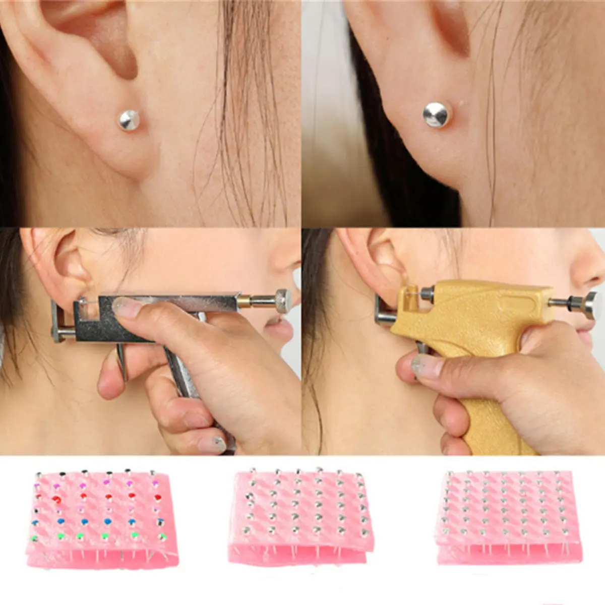 Dụng Cụ Xỏ Lỗ Tai Khuyên Tai Đinh Tán, 98 Chiếc, Dụng Cụ Y Tế, Nhẫn Cơ Thể, Dụng Cụ Xỏ Lỗ Cơ Thể