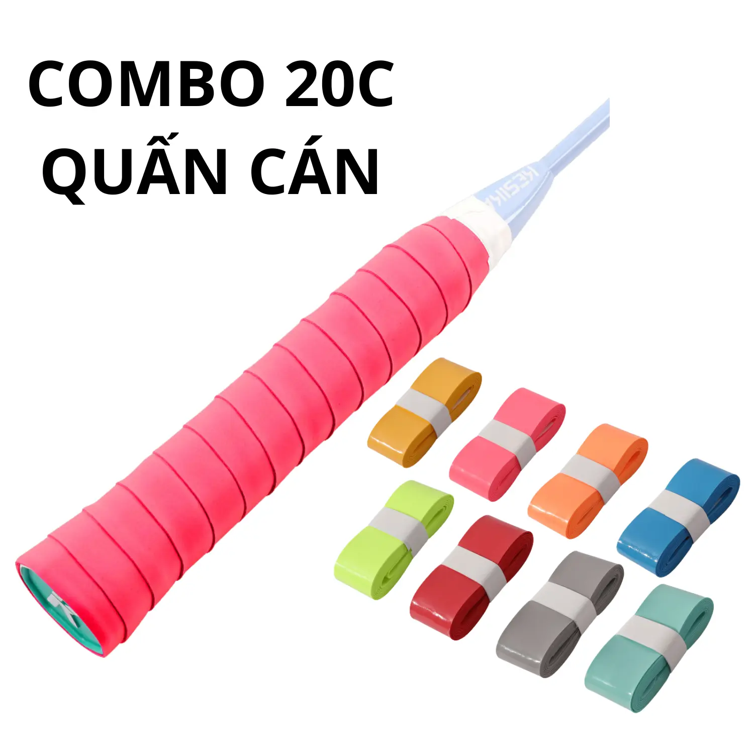 COMBO 20 Cái Quấn Cán Vợt Cầu Lông , Vợt Pickleball , mềm mại bám tay , thấm hút mồ hôi ,  loại dày dặn cao cấp