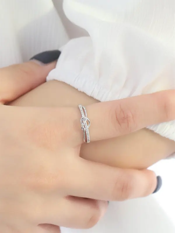 Women's Elegant Knot Design Ring, Exquisite Trendy Ring, Fashionable Jewelry for Women As Engagement Anniversary Party Jewelry Gift 5