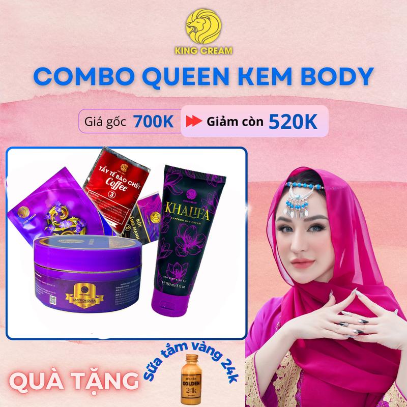 Combo Queen Kem Body - Tặng Sữa Tắm Vàng Làm Đẹp Da Dưỡng Body ủ trắng body Nữ.