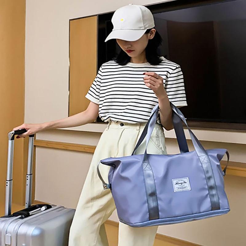 Túi du lịch 2 tầng có thể rút gọn hoặc kéo dài ra thêm kích thước để đựng được nhiều đồ hơn Túi Đựng Đồ Đa Năng Nhiều Ngăn Giỏ đựng quần áo hành lý tiện ích Bag Đeo Vai