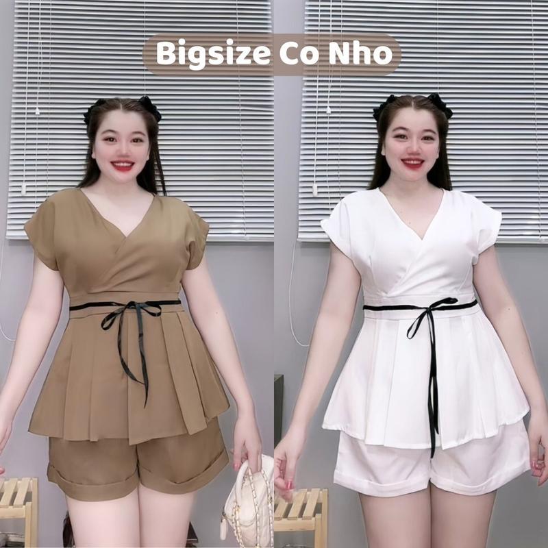 ĐỒ BỘ BIGSIZE, Set đi tiệc cho nữ bigsize từ (60-95kg) vải cotong lạnh áo peplum phối quần SET68