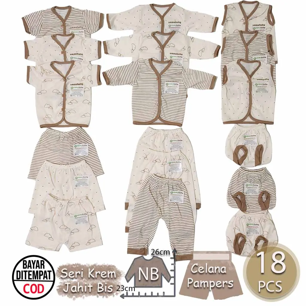 18 Pcs Baju Bayi Celana Bayi Setelan Bayi Baju Bayi Newborn Baju Bayi Baru Lahir Atasan Bayi Baju Bayi Kado Murah Seri Coklat Susu Baju Bayi Lucu Baju Bayi Ekonomis Gift Set Cream Monochrome Katun Grey Parsel