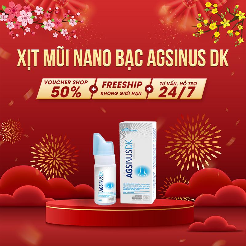 Xịt mũi NANO BẠC AGSINUS DK - Dung dịch nước muối vệ sinh mũi, làm ẩm, giúp mũi thông thoáng (phụ nữ có thai nên tham khảo ý kiến của bác sĩ)