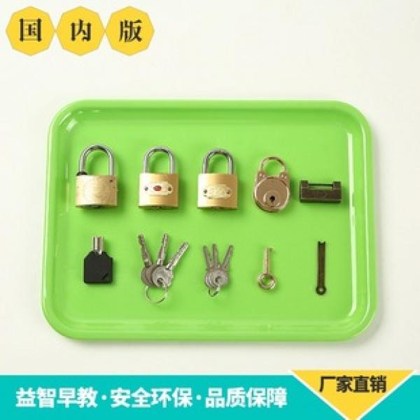 Product Introduction of Montessori Teaching Aids Imitation Copper Lock Unlocking Game Learning Unlocking Key Montessori Daily Life Family 12