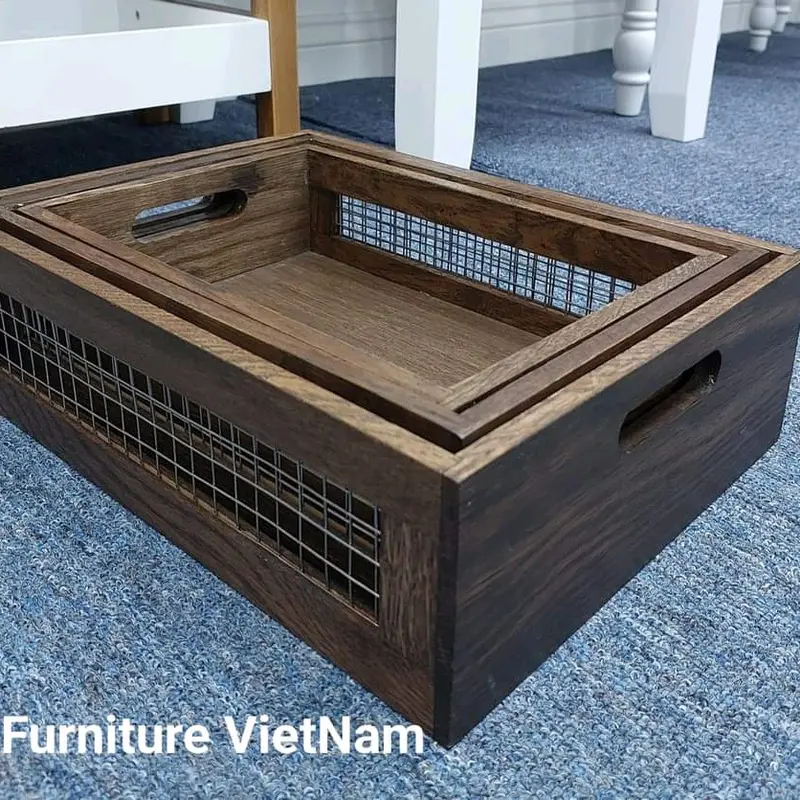 bộ khay để đồ bằng gỗ sồi Mỹ 3 trong1 5