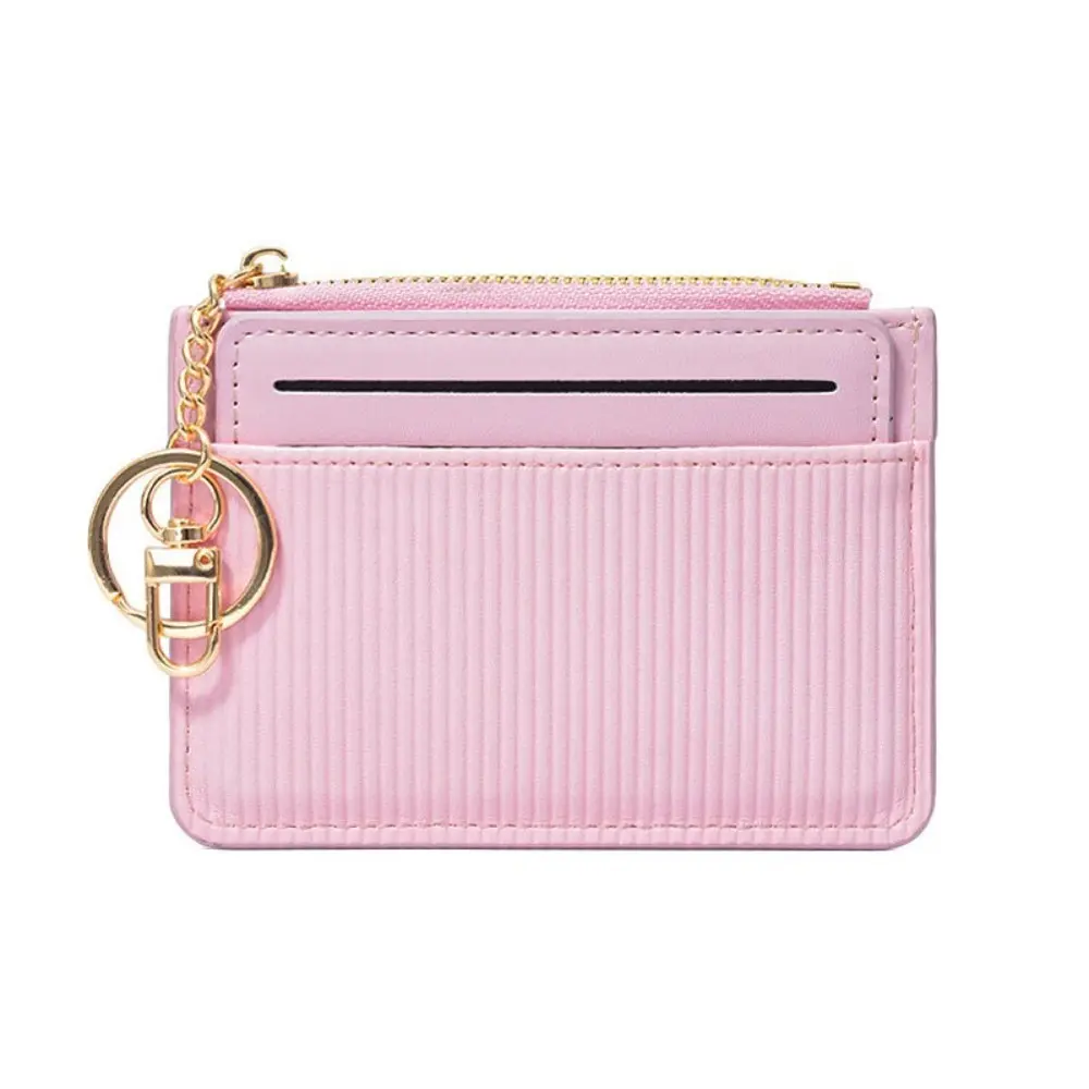 New Two-piece Coin Purse PU Leather Zipper Credit Card Holder with Key Chain Mini Mini Wallets Girl