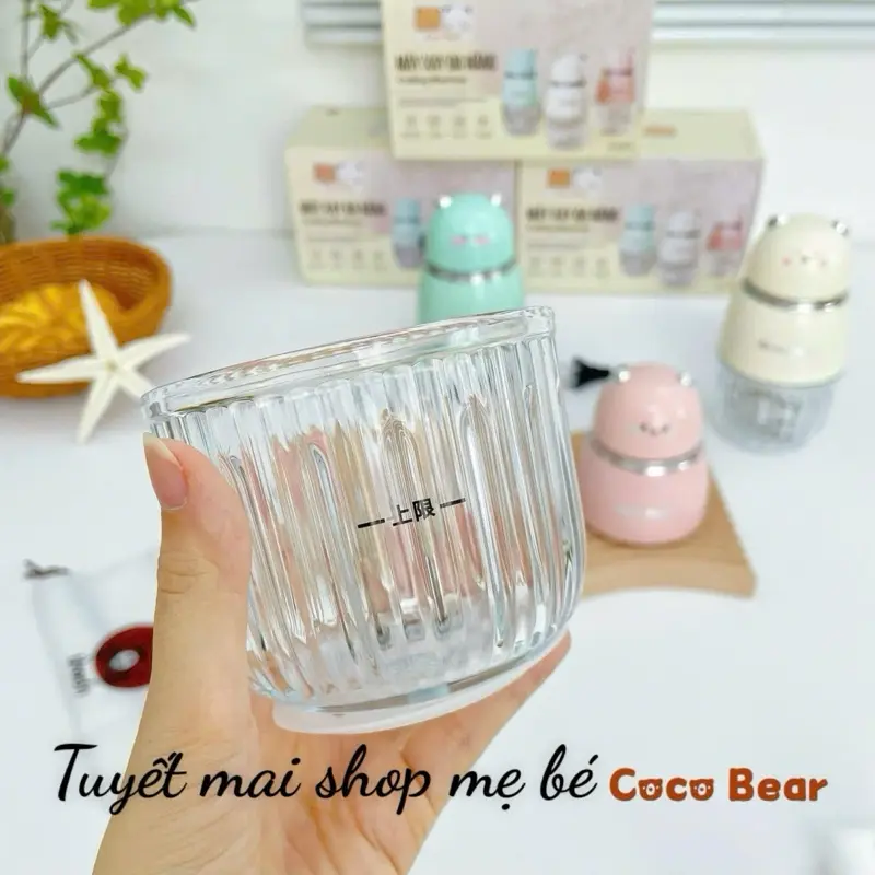 Cối thuỷ tinh máy xay coco bear 8 lưỡi dao (mẫu mới)