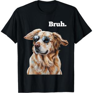 Camiseta negra con diseño abstracto 2D – estilo urbano alternativo, ideal para hombre y mujerFunny Bruh Meme - Camiseta para hombre y adolescente, diseño de perro y gato