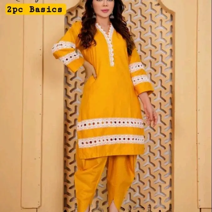 shalwar kameez Cotton Plain vneck pakistani suit