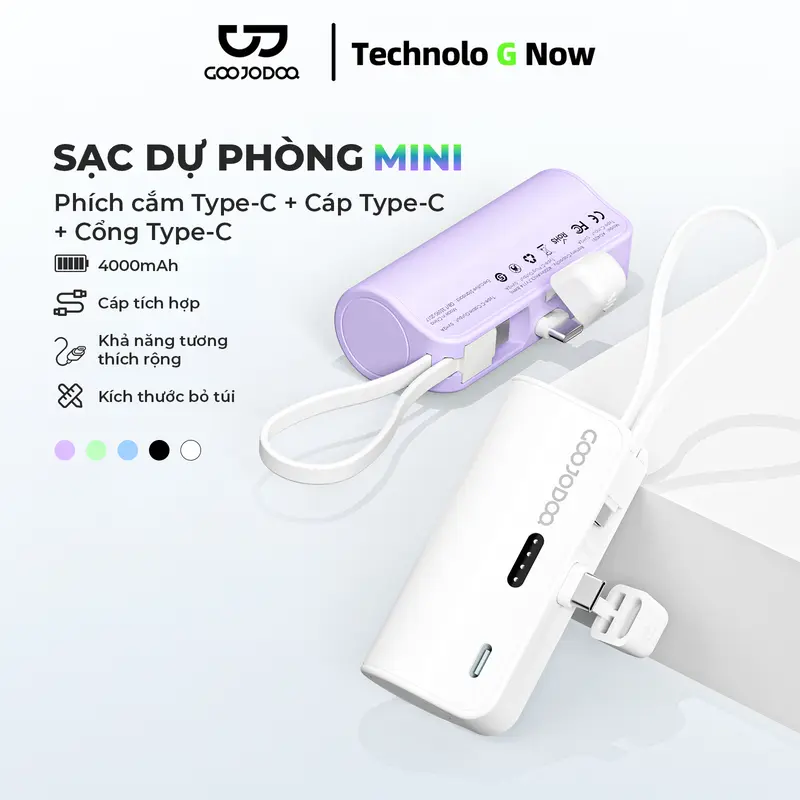 [GOOJODOQ* Quà tặng* Sạc Dự Phòng Mini Ngẫu nhiên GOOJODOQ 4000MAh. Pin Hiệu Suất Cao, Cầm Tay Và Kích Thước Bỏ Túi Dự Phòng