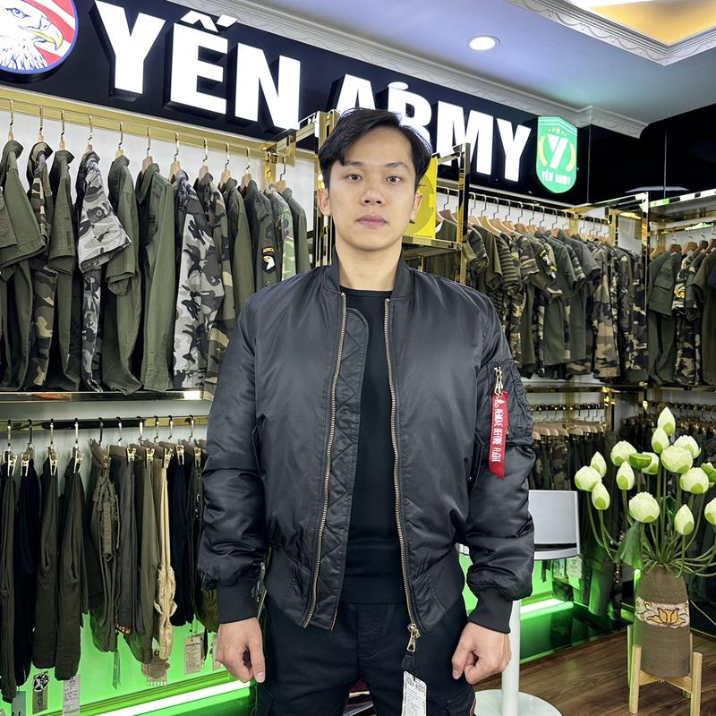 Áo Khoác Pilot Bomber Lính Nam Trơn Chần Bông Màu Đen / Xanh Rêu - Mã MA-1