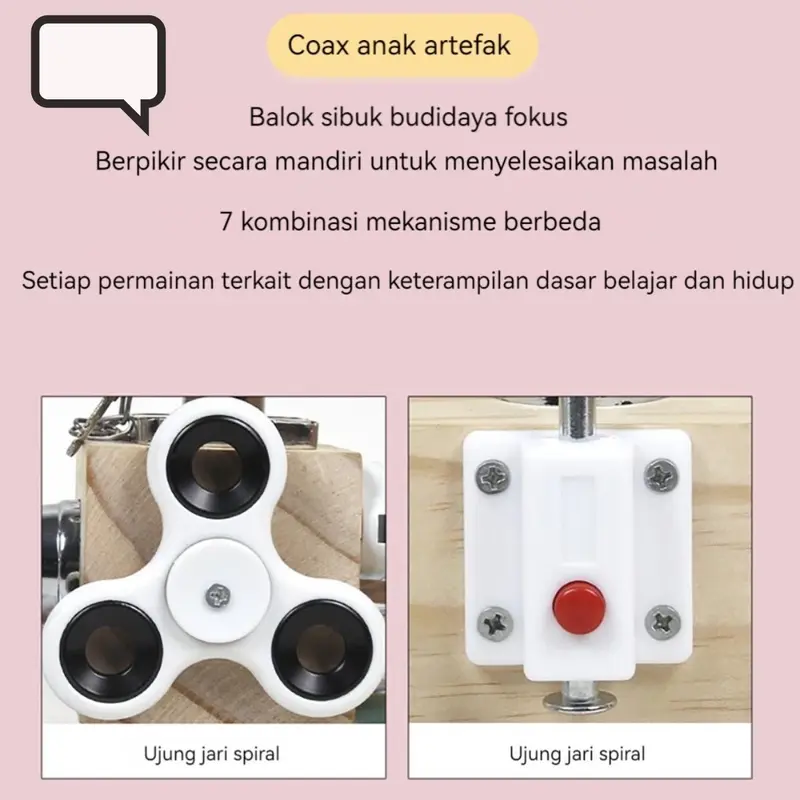 Mainan Edukasi Montessori 6-in-1 Busy Cube Permainan Sensorik untuk Bayi Ide Hadiah Unik 1