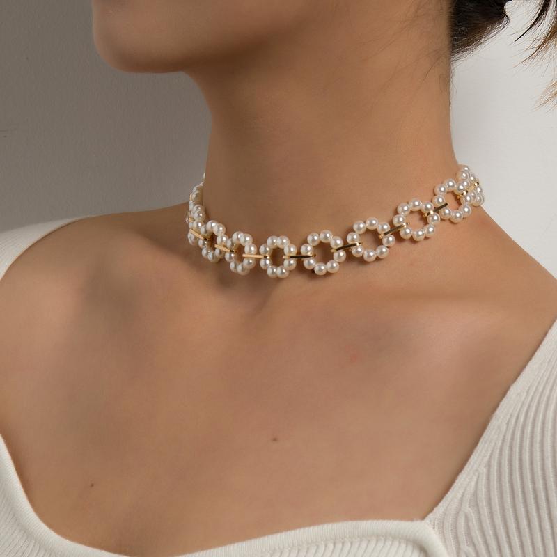Product Introduction of White Imitation Pearl Beads Choker Clavicle Chain For Women Handmade Elegant Strand Bead Necklace Wedding Jewelry Collar Gifts 5