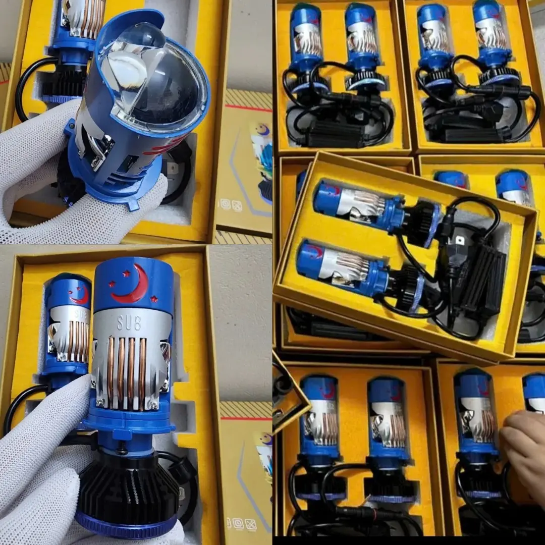 Bóng đèn bi cầu mini T11-80w MT  Có màn chập như bi độ 3.0, Sự kết hợp T10+T3  có tâm trợ pha laser, 4 tản nhiệt đồng( Giá 1 bóng). Đèn Pha Phụ Tùng