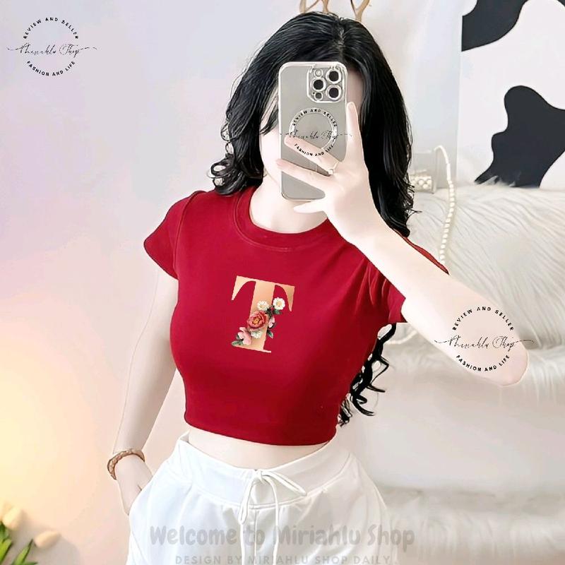 [Series Đỏ Đô Chữ Cái] Áo Thun Croptop Thun Borip Form Basic Cổ Tròn Cộc Tay Ôm Body Màu Tím In Hình Chữ Cái "A Đến Z", Áo Croptop Ôm Body Nữ Áo Kiểu Xinh Đẹp In Hình Độc Lạ Đi Biển Đang Hot 2025 Mặc Hè Mặc Nhà Mặc Đi Chơi Thoải Mái Có Bigsize Đến 65kg