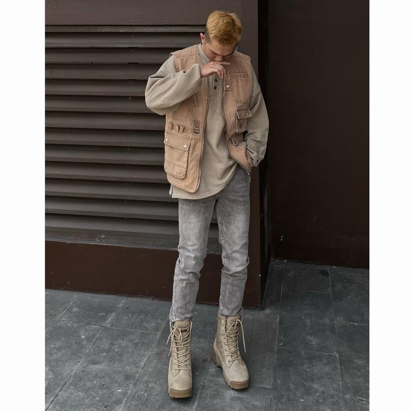 Quần jean nam xám khói phong cách bụi thể thao Menswear 0