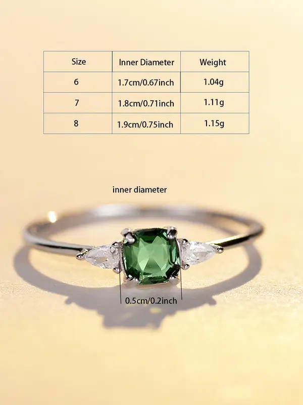 S925 Sterling Silver Fashion Artificial Zircon Decorated Ring, Simple Style Engagement Ring for Women, Trendy All-match & Exquisite Jewelry for Birthday Gift 1