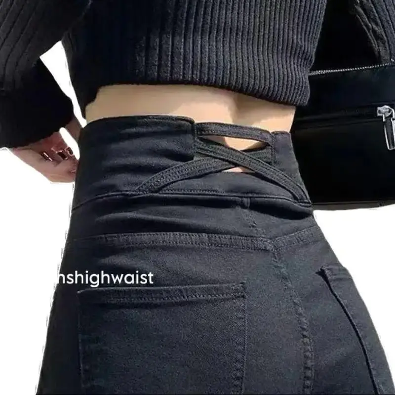 JEANSHIGHWAIST- Hitam jeans pensil silang Celana Panjang Wanita HighWaist Skinny Jeans Wanita Premium melar Nyaman Stretch 1